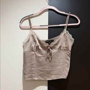 Motel Rocks Beige Satin Lace Cami